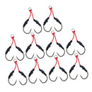 10Pcs Carbon Steel Fishing Dual Assist Hook with PE Line with Shrink Tube