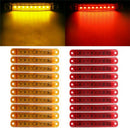 20X 9LED Bus Truck Trailer Side Marker Indicators Lights Red+Amber Waterproof.