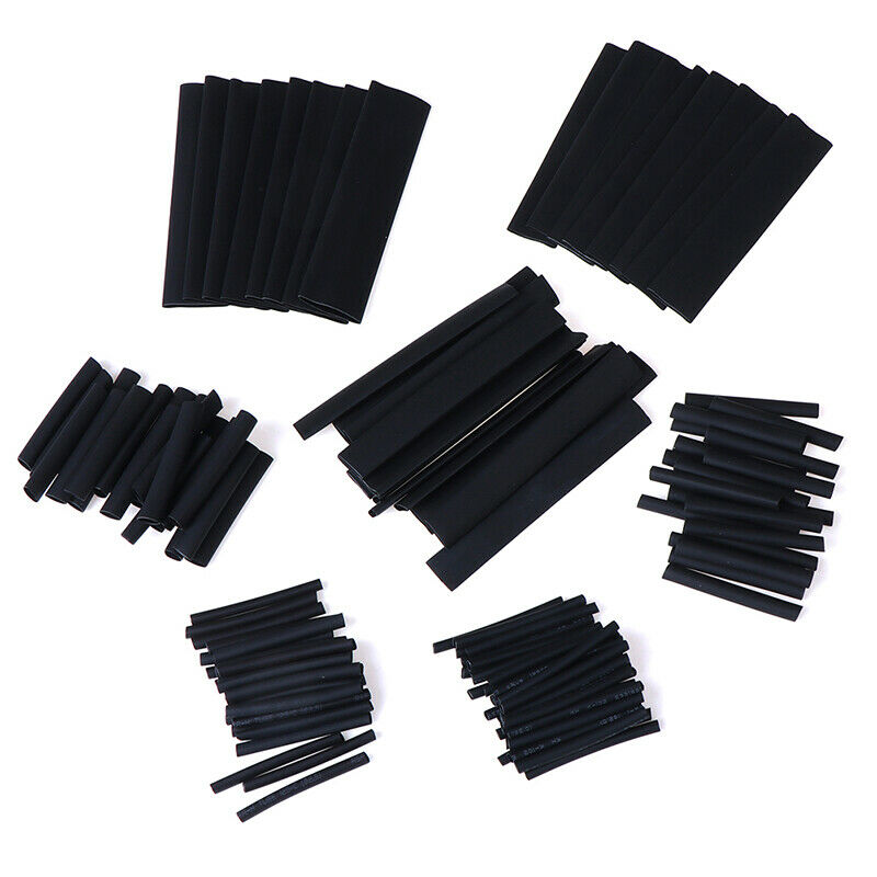 127pcs 7 Sizes 2:1 Electronic Heat Shrink Tubing Tube Sleeve Wrap Wire Black Kw