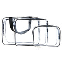 Hot 3pcs Clear Cosmetic Toiletry PVC Travel Wash Makeup Bag  Black A