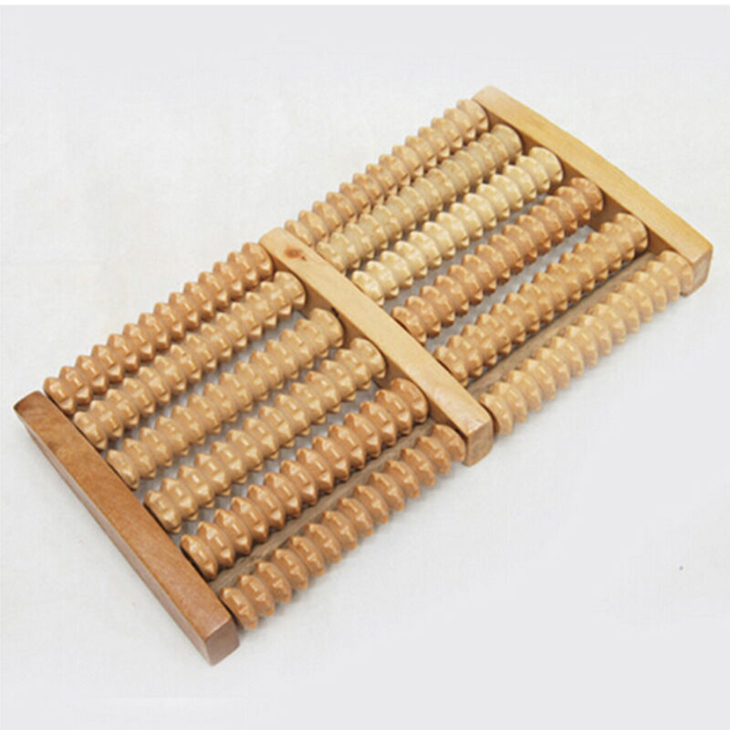 5 Row Wooden Foot Roller Wood Care Massage Reflexology Relax Relief Massager FT
