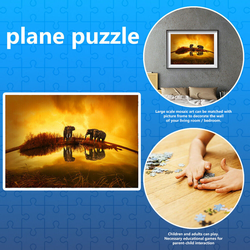 75x50cm 1000pcs Three Elephants Scene Jigsaw Puzzle Kids Assembling Games