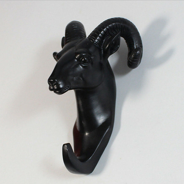 4x Rustic Animal Head Wall Hook Elephant Goat Deer Heavy-duty Cloth Hanger