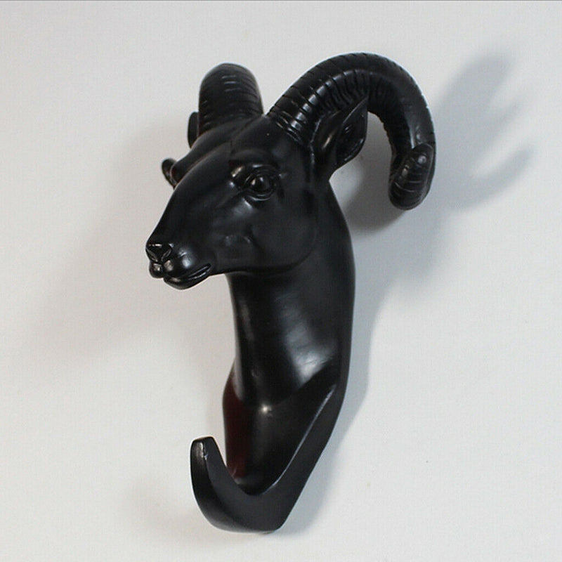 4x Rustic Animal Head Wall Hook Elephant Goat Deer Heavy-duty Cloth Hanger