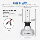 2Pcs H1 Led Headlight Bulbs Headlamp Conversion Kit Super Bright Waterproof