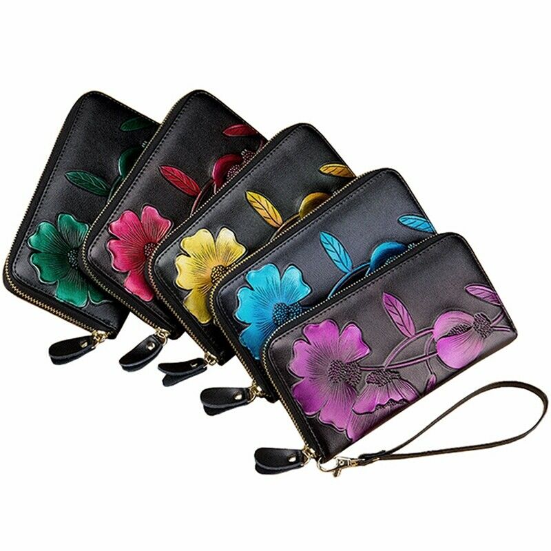 Women'S Elegant Floral Leather Wallet Fashion Long Ladies Clutch Bag Multi- C6I8