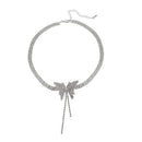 Butterfly Rhinestone Necklace Women Tassel Long Choker Party Neck Jewelry A