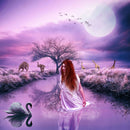 Long Haired Woman 5D DIY Full Round Drill Diamond Painting Mosaic Craft Kit A