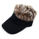 BROWN&BLACK Toupee Wig Hairpiece Baseball Hat Sun Visor Cap Adjustable Hook Loop