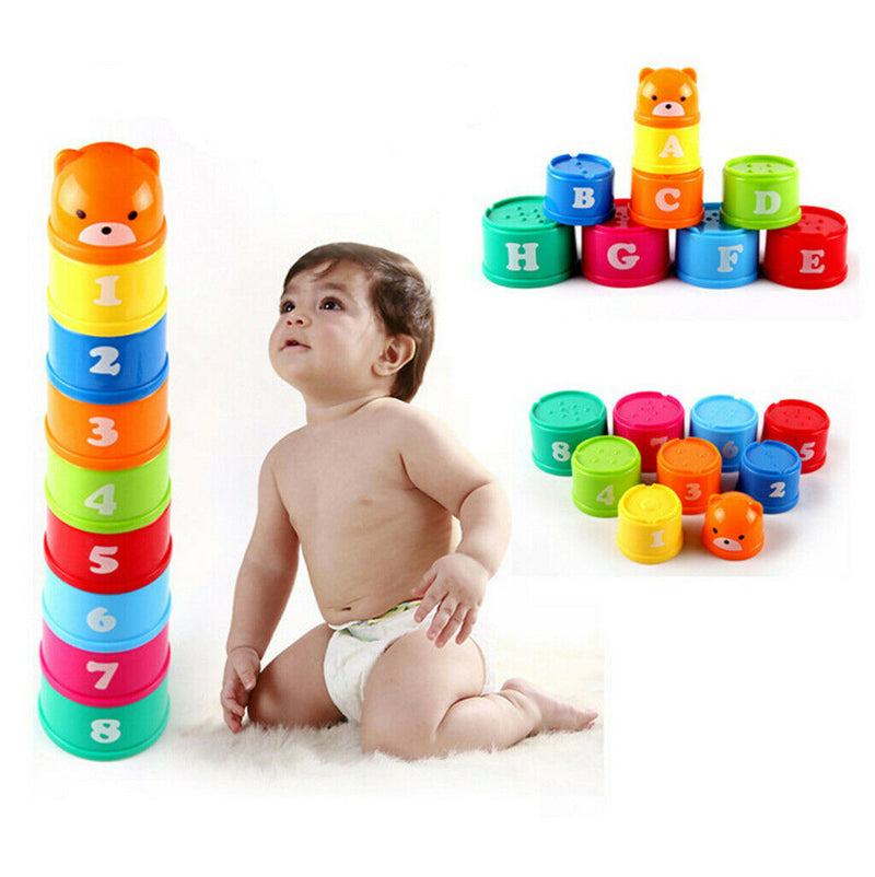 Plastic Stacking Up Cups Rainbow Kids Educational Toys