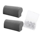 2Pcs Grey Elastic Sofa Armrest Covers Armchair Slipcovers &100Pcs Pins