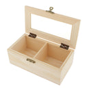 2 Grids Unfinished Wood Box, Wood Jewelry Box with Locking Clasp Rectangle Wood