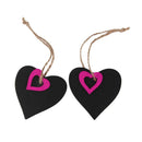 10 Wood Mini Chalkboard Hanging Tag Wedding Gifts Party Favors Fuchsia Heart