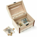 1PC Wooden Piggy Bank Safe Money Box Savings With Lock Wood Carving Handmad A9B6