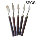 5pcs/Set Stainless Steel Artist Oil Painting Palette Paint Supplies Spatula H0M0