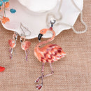 Pendant Flamingo Necklace Earrings Set choker Fashion Women Ladies Jewelry SetBX