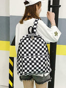 Plaid Pattern Backpacks Canvas Shoulder Bag Anti-theft Pack for Men and Women