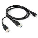 0.5m High Speed Dual USB 3.0 A Male to Micro B Y Cable Move Hard Disk Cable