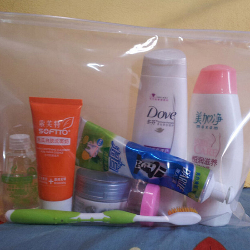 Clear Transparent Plastic PVC Travel Cosmetic Make Up Toiletry Zipper Bag New TO