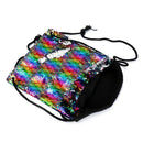 Fashion Reversible Sequin Drawstring Bag Cinch Sack Backpack String Back Pa