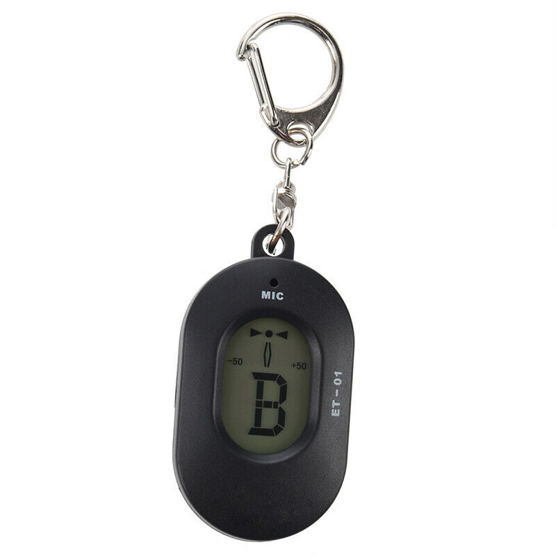 Mini Key Ring LCD Digital Chromatic Tuner with Mic Black