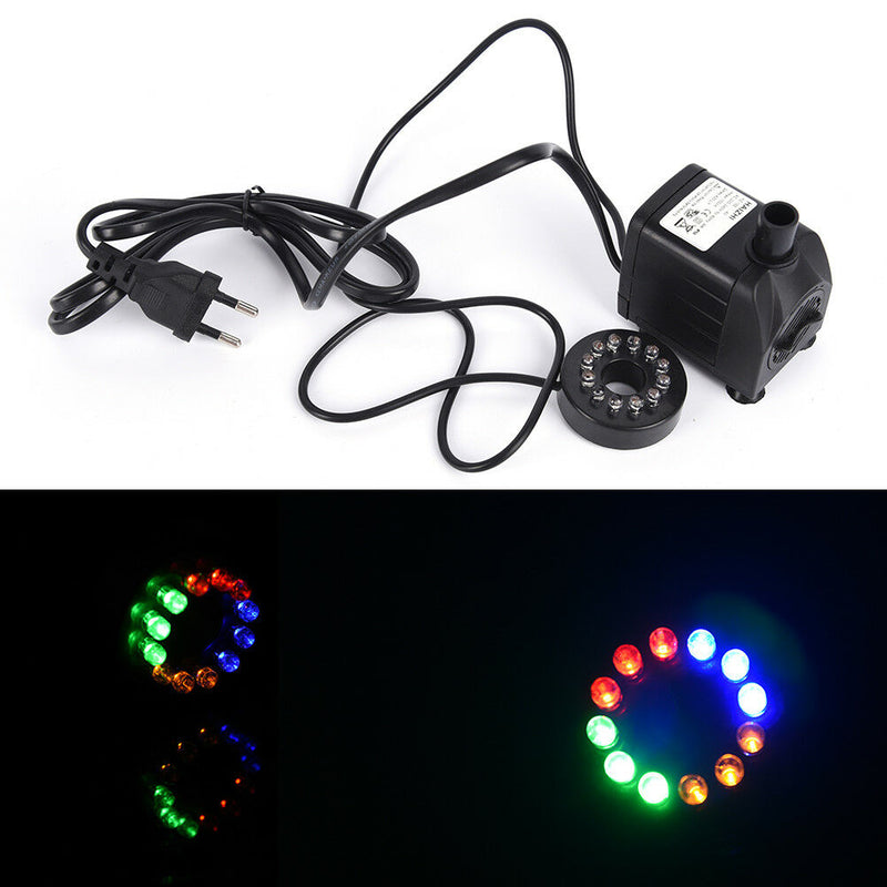 Submersible Fountain Pool Water Pump with 12 Color LED Light Fish Tank AquariumR