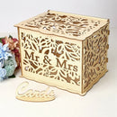 Hollow Wood Diy Wedding Wooden Box Mr Mrs Wedding Sign Card Box Flower Gift