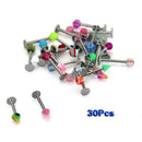 30 Assorted 316 Steel Acrylic Ball Labret Lip Bar Ring Q3C5