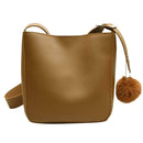 Women Leather Shoulder Crossbody Bag Messenger Bucket Handbag (Light Brown)