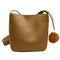 Women Leather Shoulder Crossbody Bag Messenger Bucket Handbag (Light Brown)