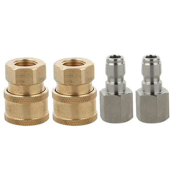 4pcs 1/4 inch Male and Female Pressure Washer Hose Connectors Quick Coupler