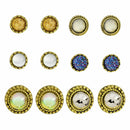 6 pairs Rhinestone Crystal Ear Stud Earrings Women Fashion Jewelry Set