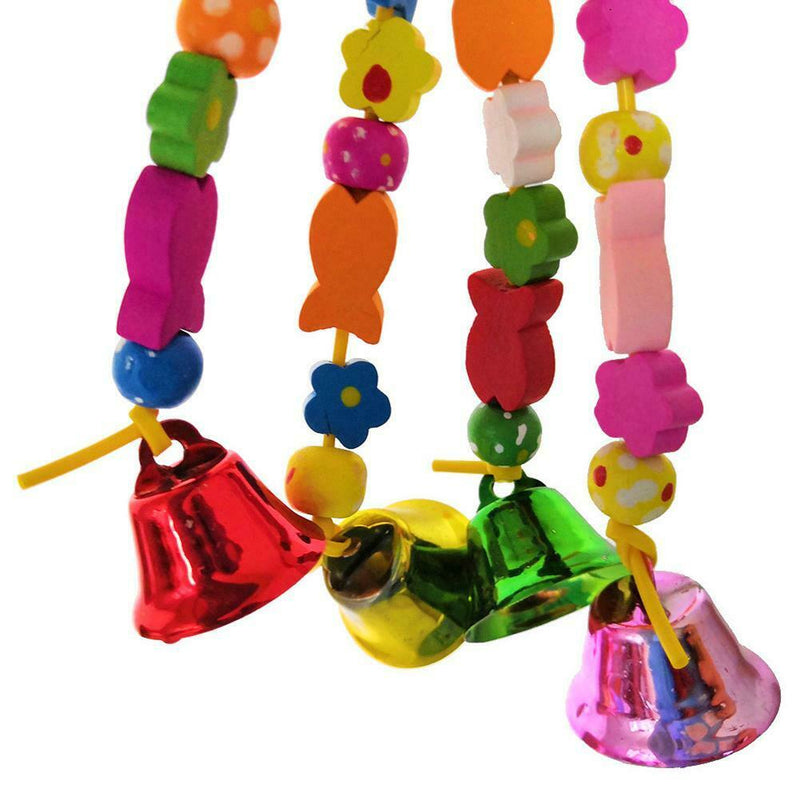Parrot Toys Wooden Hanging Bell Cage Bird Climbing Swing Stand Pet Supplies