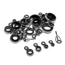 29pcs Saltwater Fishing Rod Parts Tip Tops Black Stainless Ceramic Repair Guides