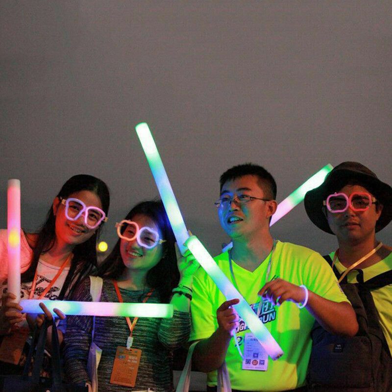 1pcs Rave Cheer ED Foam Wand Glow Baton Tube Light-Up Sticks N9H6.