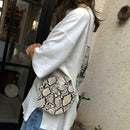 Retro Serpentine Round Women Handbags Small PU Leather Shoulder Bag (Khaki) A