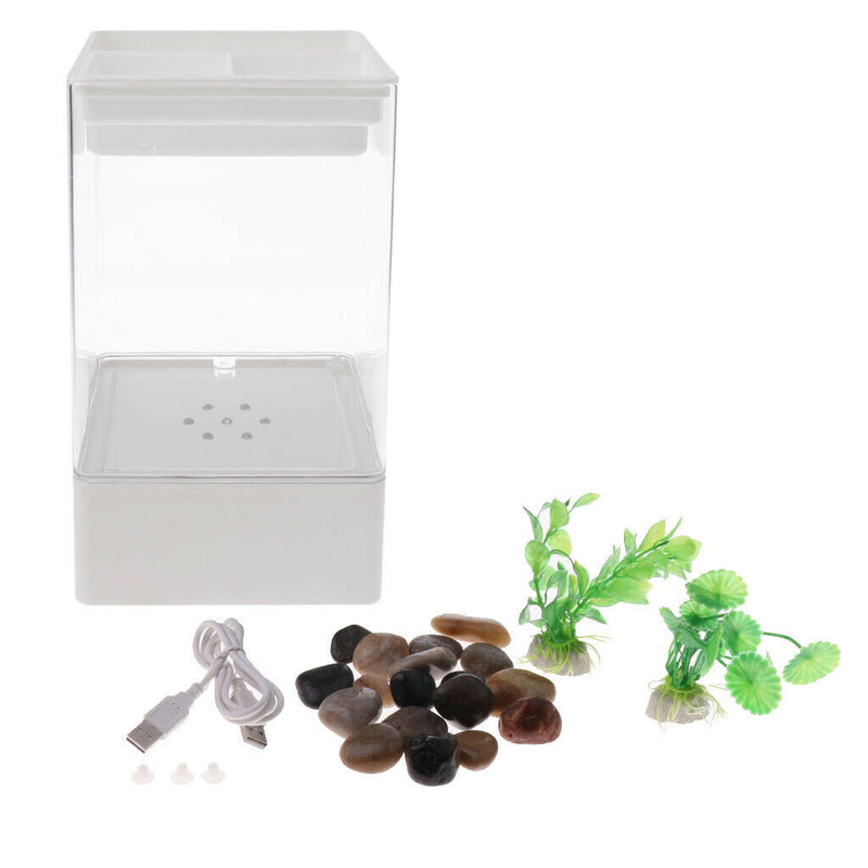 Acrylic Fish Bowl Plant Aquarium Fish Tank Home Office Ornament White