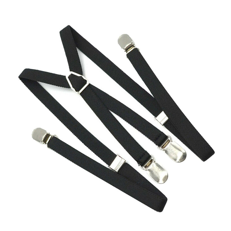 Men X Back Suspender Adjustable Strap Non-slip 4 Clips Trousers Pants Braces