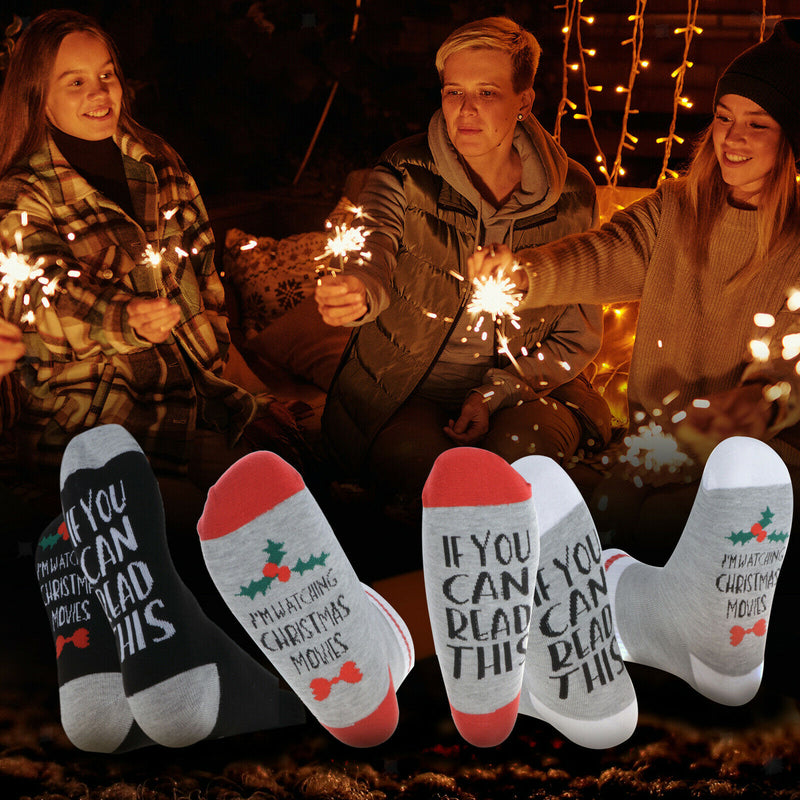 Unisex Christmas Design Socks Cotton Novelty Festive Sock One Size Pale Grey