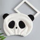 Little Cute Panda Shower Cap Coral Fleece Hair Towel Creative Cartoon Dry H J8P8