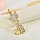 Girls Lovely Cute Crystal Cat Pendant Chain Necklace Animal Jewelry