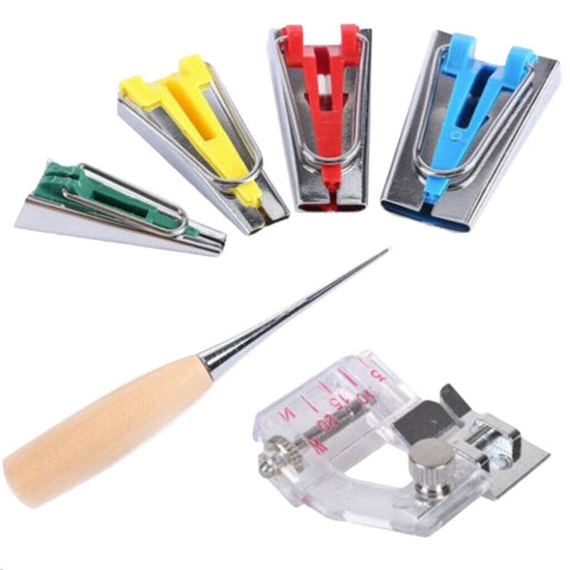1 Set Fabric Bias Tape Maker Kits for Sewing Quilting Awl and Adjustable Binder
