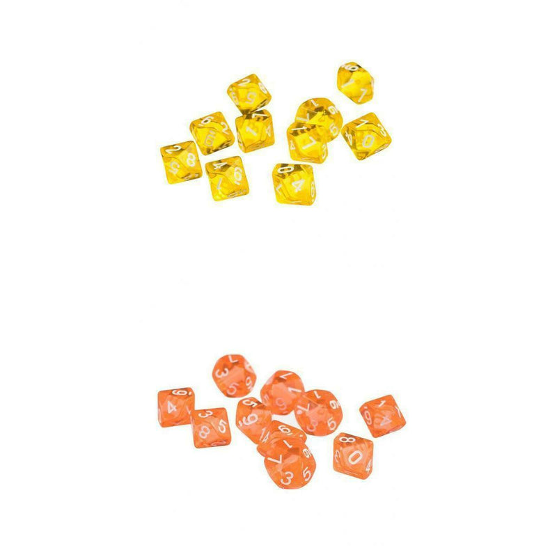 20 Pieces Clear D10 Dice 10 Sided Dice for D&D RPG MTG Accessories Orange&Yellow