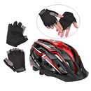 Bicycle Helmet MTB Road Cycling Bike Safety Helmet LED Rear Light & Pair Gloves