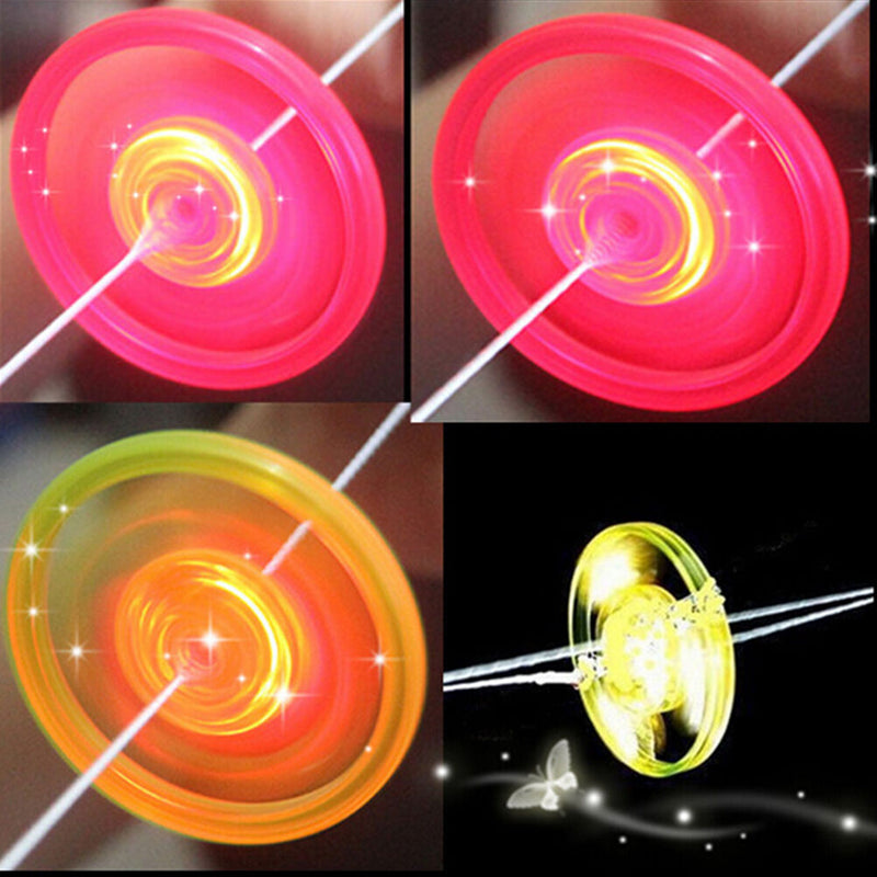 Colorful Plastic Spin LED Light Flying Saucer  Kids Outdoor Toys LJ