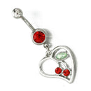 Piercing navel Heart Crystal Stainless Steel Red I9S2