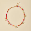 Charm Colorful Beads Choker Necklace Women Butterfly Sweet Clavicle Chain A