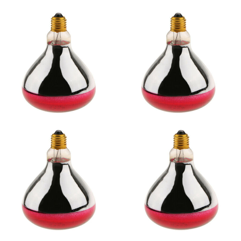 4Pcs 250W 220V E27 Basking Heat Lamp Bulb for Reptiles Goose Poultry Pig