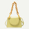 Candy Color PU Leather Crossbody Bags Women Chain Shoulder Totes (Yellow) A
