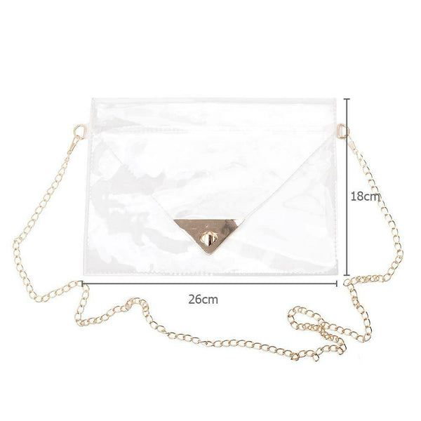 WomenTransparent PVC Envelope Messenger Bags Crossbody Clutch Totes (Clear)